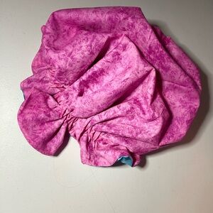 Custom Handmade Embroidered Ruffled Edge Hair Bonnet. Made to order